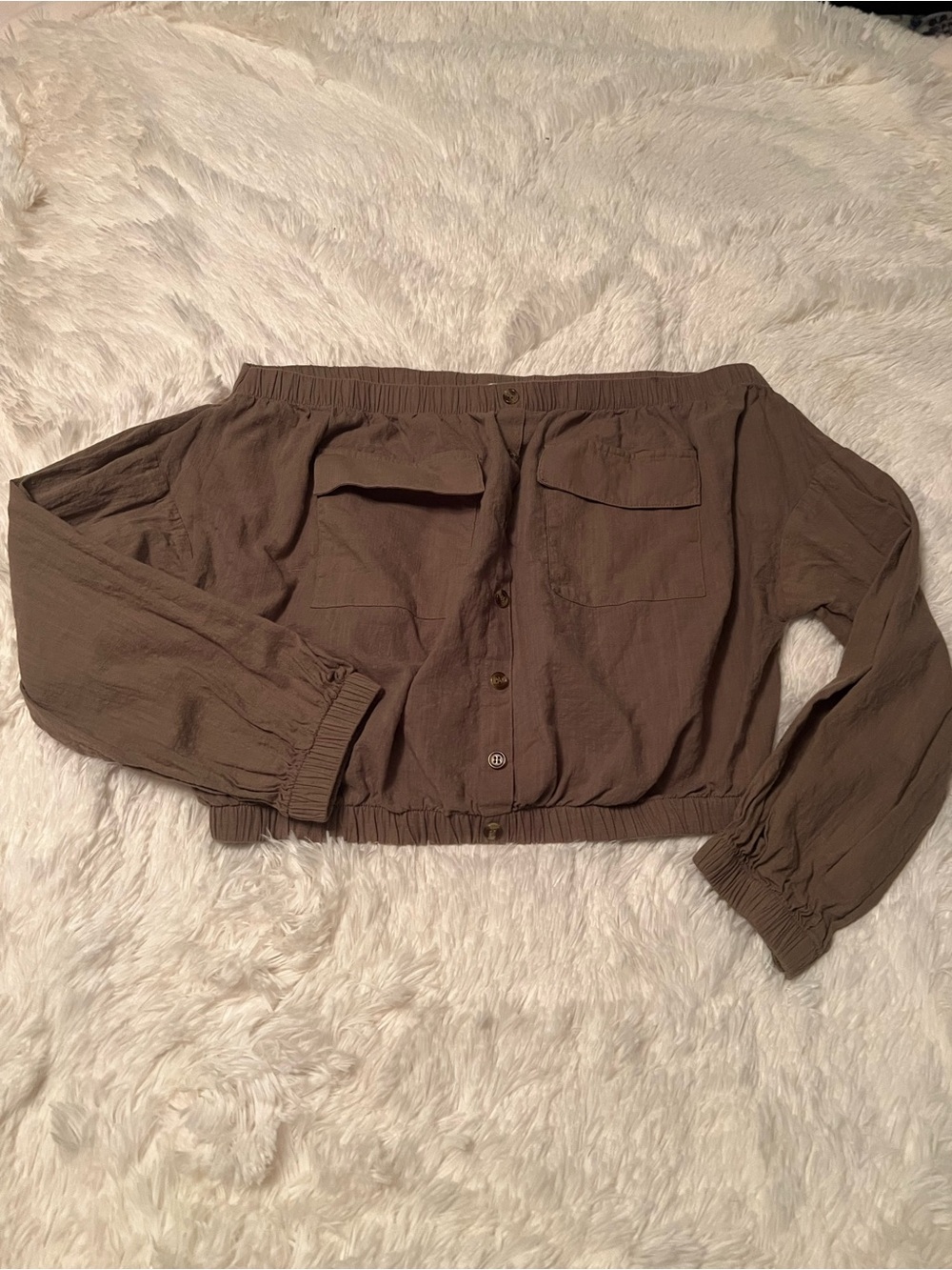 FAVLUX Brown Off-Shoulder Crop Top